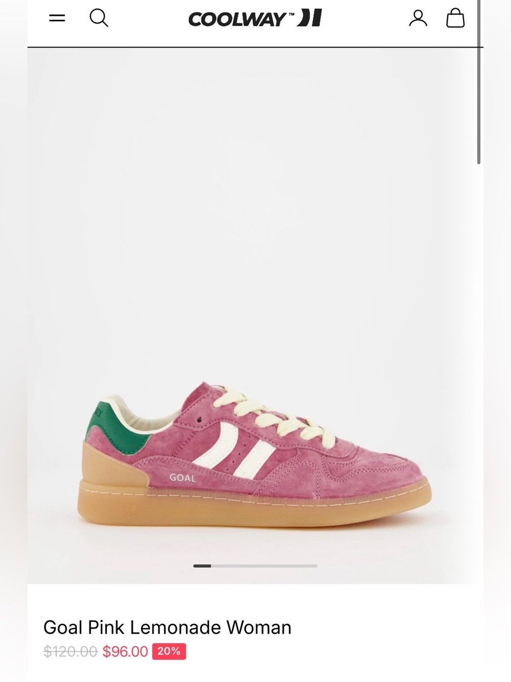Coolway Pink Suede Sneakers with Cream Accents and Green Heel